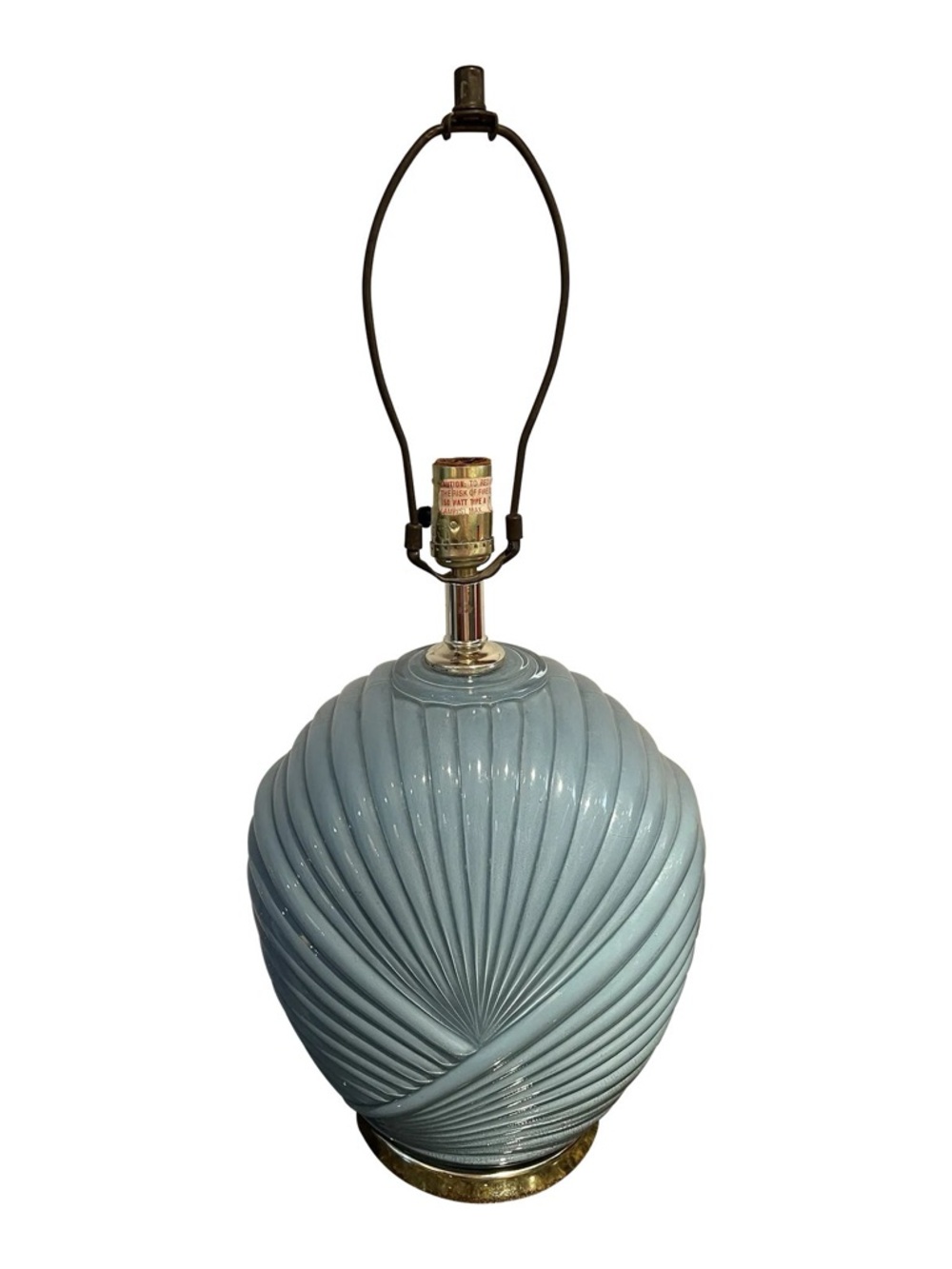 Seafoam Ceramic Table Lamp with Sculpted Ribbed Design